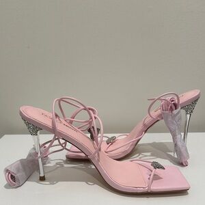 New With Tags Fashion Nova Light Pink Strappy Heels- NWT